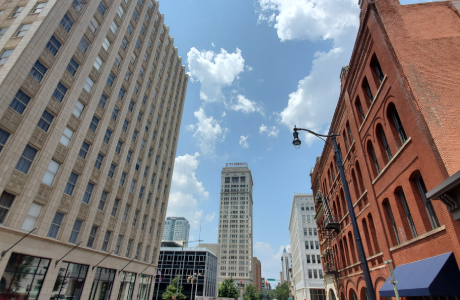 Birmingham, Alabama historic buildings, skyscraper, and city skyline.