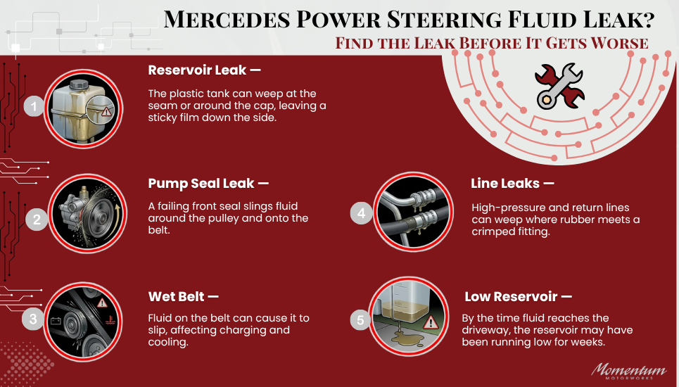 Mercedes Power Steering Fluid LeakFind the Leak Before It Gets Worse